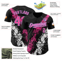 Загрузить изображение в средство просмотра галереи, Custom Black Pink Light Blue-White 3D Pattern Design Splash Authentic Baseball Jersey
