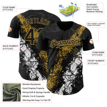 Загрузить изображение в средство просмотра галереи, Custom Black Old Gold-White 3D Pattern Design Splash Authentic Baseball Jersey
