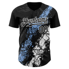 Загрузить изображение в средство просмотра галереи, Custom Black Light Blue-White 3D Pattern Design Splash Authentic Baseball Jersey

