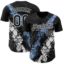 Загрузить изображение в средство просмотра галереи, Custom Black Light Blue-White 3D Pattern Design Splash Authentic Baseball Jersey
