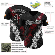 Charger l'image dans la galerie, Custom Black Crimson-White 3D Pattern Design Splash Authentic Baseball Jersey
