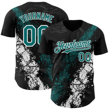 Charger l'image dans la galerie, Custom Black Teal-White 3D Pattern Design Splash Authentic Baseball Jersey
