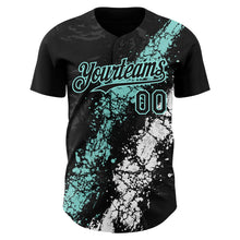 Charger l'image dans la galerie, Custom Black Ice Blue-White 3D Pattern Design Splash Authentic Baseball Jersey
