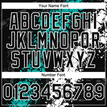 Charger l'image dans la galerie, Custom Black Aqua-White 3D Pattern Design Splash Authentic Baseball Jersey
