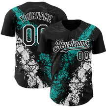 Charger l'image dans la galerie, Custom Black Aqua-White 3D Pattern Design Splash Authentic Baseball Jersey
