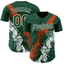 Charger l'image dans la galerie, Custom Green Orange-White 3D Pattern Design Splash Authentic Baseball Jersey
