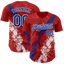Charger l'image dans la galerie, Custom Red Royal-White 3D Pattern Design Splash Authentic Baseball Jersey
