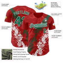 Charger l'image dans la galerie, Custom Red Kelly Green-White 3D Pattern Design Splash Authentic Baseball Jersey

