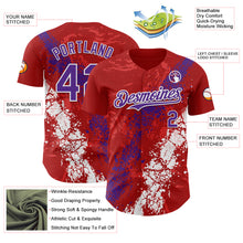 Charger l'image dans la galerie, Custom Red Purple-White 3D Pattern Design Splash Authentic Baseball Jersey
