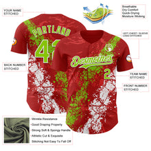 Charger l'image dans la galerie, Custom Red Neon Green-White 3D Pattern Design Splash Authentic Baseball Jersey
