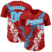 Charger l'image dans la galerie, Custom Red Sky Blue-White 3D Pattern Design Splash Authentic Baseball Jersey
