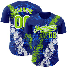 Charger l'image dans la galerie, Custom Royal Neon Green-White 3D Pattern Design Splash Authentic Baseball Jersey

