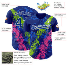 Load image into Gallery viewer, Custom Royal Neon Green Pink-White 3D Pattern Design Splash Authentic Baseball Jersey
