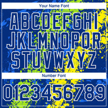 Загрузить изображение в средство просмотра галереи, Custom Royal Neon Green Light Yellow-White 3D Pattern Design Splash Authentic Baseball Jersey
