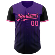 Load image into Gallery viewer, Custom Purple Pink-Black 3D Pattern Design Gradient Geometric Shape Authentic Baseball Jersey
