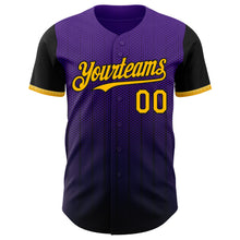Load image into Gallery viewer, Custom Purple Gold-Black 3D Pattern Design Gradient Geometric Shape Authentic Baseball Jersey
