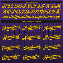 Load image into Gallery viewer, Custom Purple Gold-Black 3D Pattern Design Gradient Geometric Shape Authentic Baseball Jersey
