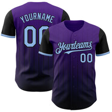 Load image into Gallery viewer, Custom Purple Light Blue-Black 3D Pattern Design Gradient Geometric Shape Authentic Baseball Jersey
