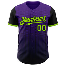Load image into Gallery viewer, Custom Purple Neon Green-Black 3D Pattern Design Gradient Geometric Shape Authentic Baseball Jersey
