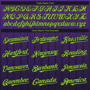 Custom Purple Neon Green-Black 3D Pattern Design Gradient Geometric Shape Authentic Baseball Jersey