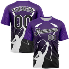 Laden Sie das Bild in den Galerie-Viewer, Custom Purple Black-White 3D Pattern Design Arrow Archery Bow Target Performance T-Shirt

