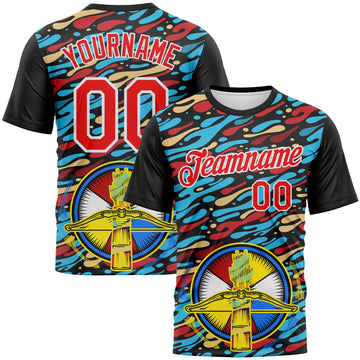 Custom Black Fire Red-White 3D Pattern Design Arrow Archery Bow Target Performance T-Shirt