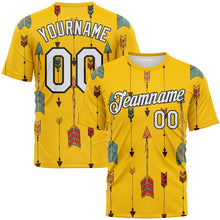 Load image into Gallery viewer, Custom Yellow White-Black 3D Pattern Design Arrow Archery Bow Target Performance T-Shirt
