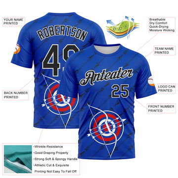 Custom Thunder Blue Black-White 3D Pattern Design Arrow Archery Bow Target Performance T-Shirt