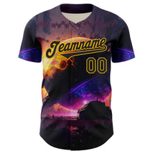 Charger l&#39;image dans la galerie, Custom Black Gold 3D Pattern Design Outer Space Solar Authentic Baseball Jersey
