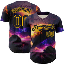 Charger l&#39;image dans la galerie, Custom Black Gold 3D Pattern Design Outer Space Solar Authentic Baseball Jersey
