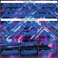 Charger l&#39;image dans la galerie, Custom Blue Dark Purple-Sky Blue 3D Pattern Design Outer Space Light Swords American Flag Authentic Baseball Jersey
