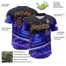 Charger l&#39;image dans la galerie, Custom Blue Dark Purple-Gold 3D Pattern Design Outer Space Time Travel Authentic Baseball Jersey

