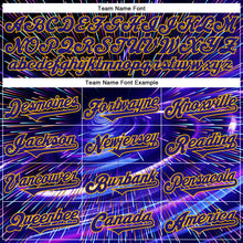 Charger l&#39;image dans la galerie, Custom Blue Dark Purple-Gold 3D Pattern Design Outer Space Time Travel Authentic Baseball Jersey
