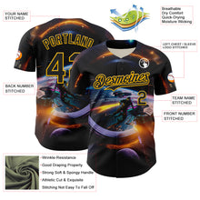 Charger l&#39;image dans la galerie, Custom Black Gold 3D Pattern Design Outer Space Light Swords Starships Authentic Baseball Jersey
