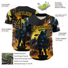 Charger l&#39;image dans la galerie, Custom Black Gold 3D Pattern Design Outer Space Starships American Flag Authentic Baseball Jersey

