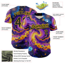 Charger l&#39;image dans la galerie, Custom Purple Black-Yellow 3D Pattern Design Outer Space Galaxy Authentic Baseball Jersey
