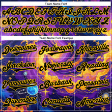 Charger l&#39;image dans la galerie, Custom Purple Black-Yellow 3D Pattern Design Outer Space Galaxy Authentic Baseball Jersey
