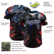 Charger l&#39;image dans la galerie, Custom Blue Navy-White 3D Pattern Design Outer Space Light Swords American Flag Authentic Baseball Jersey
