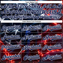 Charger l&#39;image dans la galerie, Custom Blue Navy-White 3D Pattern Design Outer Space Light Swords American Flag Authentic Baseball Jersey
