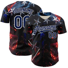 Charger l&#39;image dans la galerie, Custom Blue Navy-White 3D Pattern Design Outer Space Light Swords American Flag Authentic Baseball Jersey
