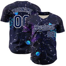 Charger l&#39;image dans la galerie, Custom Dark Purple Navy-White 3D Pattern Design Outer Space Galaxy Solar Authentic Baseball Jersey

