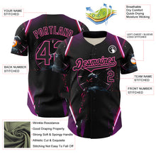 Charger l&#39;image dans la galerie, Custom Blue Black-Pink 3D Pattern Design Outer Space Light Swords Authentic Baseball Jersey
