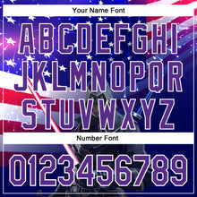 Charger l&#39;image dans la galerie, Custom Blue Purple-White 3D Pattern Design Outer Space Light Swords American Flag Authentic Baseball Jersey
