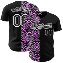 Load image into Gallery viewer, Custom Black Purple-White 3D Polynesian Style Islander Authentic Baseball Jersey
