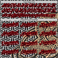 Load image into Gallery viewer, Custom White Black Old Gold-Fire Red 3D Polynesian Style Islander Authentic Baseball Jersey
