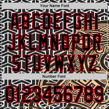 Load image into Gallery viewer, Custom White Black Old Gold-Fire Red 3D Polynesian Style Islander Authentic Baseball Jersey
