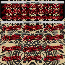 Charger l&#39;image dans la galerie, Custom Black Vegas Gold-Fire Red 3D Polynesian Style Islander Authentic Baseball Jersey
