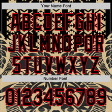 Charger l&#39;image dans la galerie, Custom Black Vegas Gold-Fire Red 3D Polynesian Style Islander Authentic Baseball Jersey
