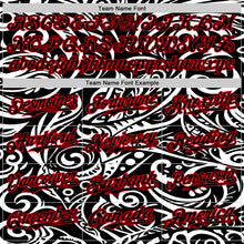 Charger l&#39;image dans la galerie, Custom Black White-Fire Red 3D Polynesian Style Islander Authentic Baseball Jersey
