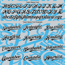 Load image into Gallery viewer, Custom Sky Blue Black Silver-White 3D Polynesian Style Islander Authentic Baseball Jersey
